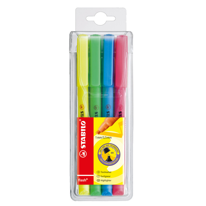 4 SURLIGNEURS FLASH COLORIS ASSORTIS